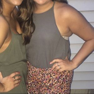 Gray High Neck Tank Top